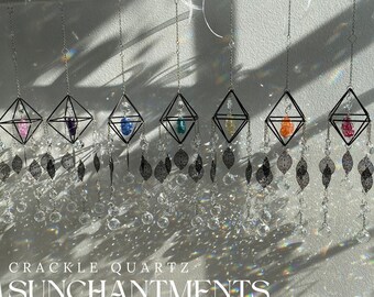 Crackle Quartz (Dyed) -Sunchantments - Black and Silver - assorted colors- Enchanted Suncatcher