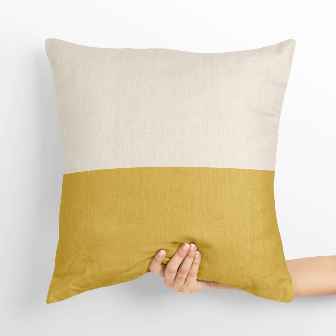 Color Block Pillow Cover, Gold and Beige, Throw Pillow, Geometric