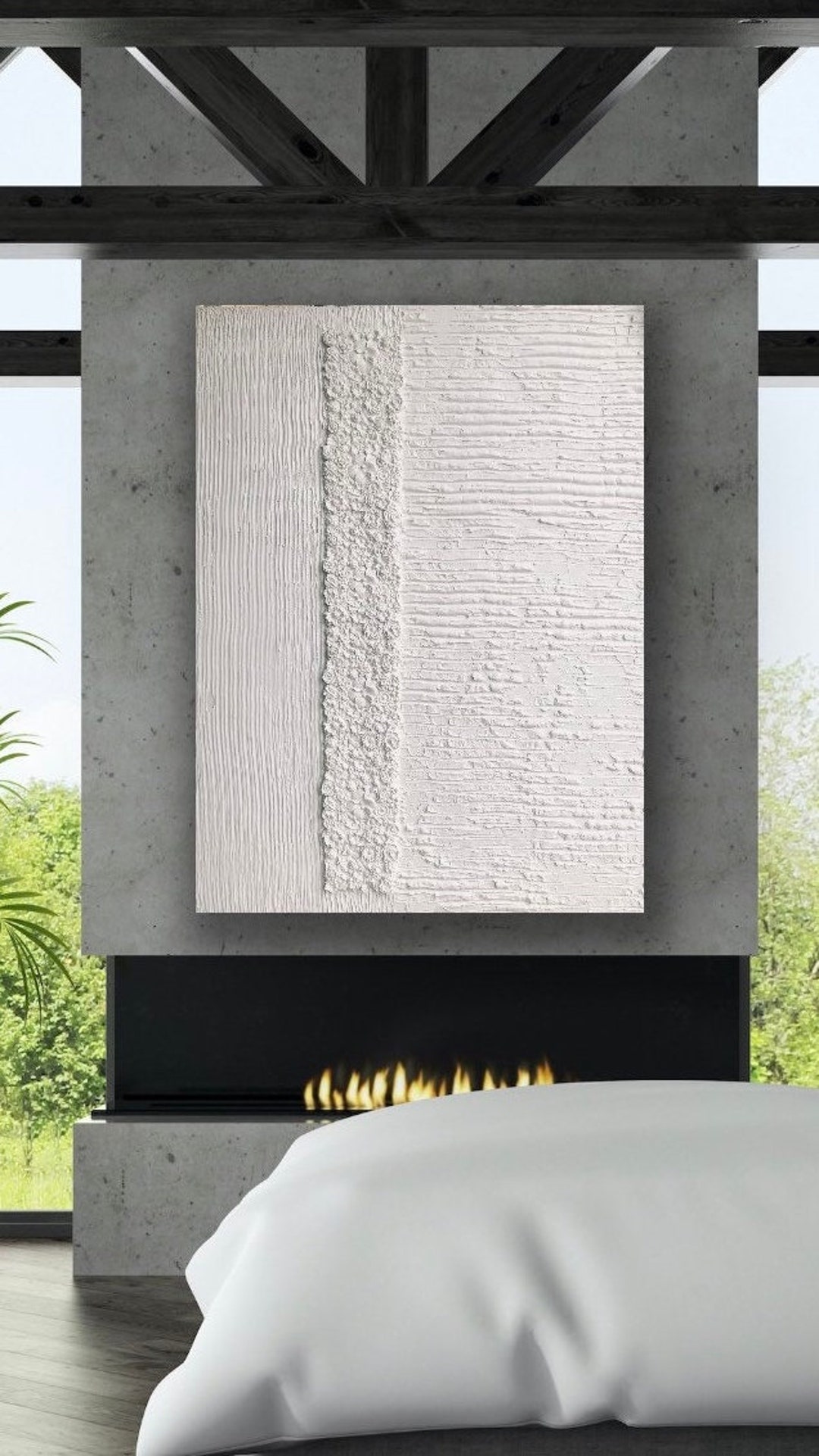 White Abstract Textured Art, Flower Centre Piece. Etsy