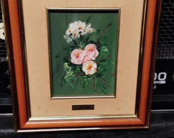M Valls original oil painting floral roses (2)