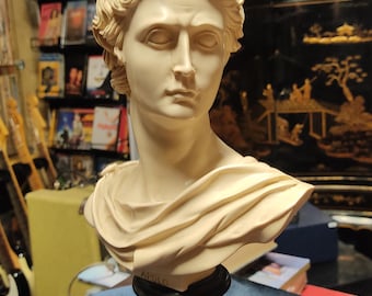 Bust of Apollo of Belvedere reproduction in alabaster