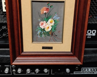 M Valls original oil painting floral roses