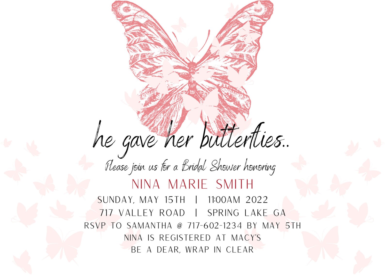 Butterfly Bridal Shower Invitation He Give Her Butterflies Etsy