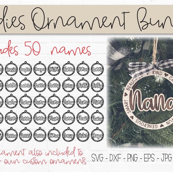 Grandma Christmas Ornaments -  Laser Design - Mothers Day Gift - Car Hanger - Glowforge File SVG