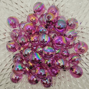 20mm Magenta Transparent   Bubblegum Beads, AB Gumball Beads in Bulk,  Bubble Gum Beads, 20mm Shiny Chunky Necklace Beads, Jewelry Beads