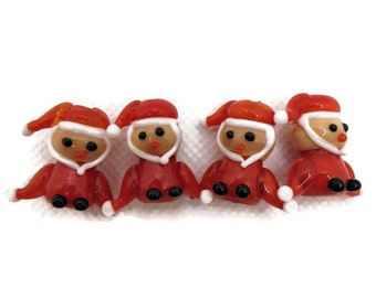 Adorable Glass Santa Lampwork Beads, Christmas Glass Beads, Christmas Jewelry, Christmas Crafts, Santa Charm, Cute Beads
