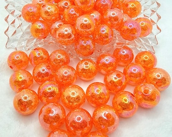 20mm Orange Crackle Bubblegum Beads, 20mm AB Gumball Beads in Bulk,  Bubble Gum Beads, 20mm Shiny Chunky Necklace Beads, Jewelry Beads