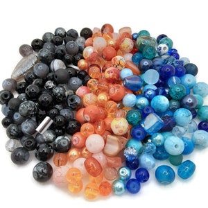 Butterfly Colors Bead Soup 4oz Glass Bead Mix, Mixed Loose Lot Of Beads, Bulk Glass Beads, Mixed Beads Colors Shapes & Sizes, Bead Grab Bag.