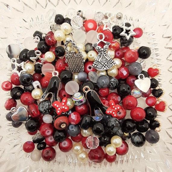 Bedazzled Shoe Bead Soup Mix With Silver Charms for Jewelry Making