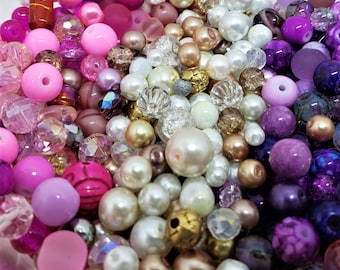 Cotton Candy Bead Soup Mix, 4oz Glass Bead Mix, Mixed Loose Lot Of Beads, Bulk Glass Beads, Mixed Beads Colors Shapes & Sizes, Bead Grab Bag