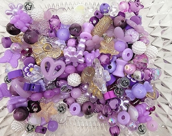 Purple Acrylic Kandi Bead Mix, Y2K Beads, Rave Bead Jewelry, Kawaii Beads, BFF Bracelet Bead Mix,  Kidcore Beads For Jewelry.