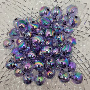 20mm Purple Transparent  Bubblegum Beads, AB Gumball Beads in Bulk,  Bubble Gum Beads, 20mm Shiny Chunky Necklace Beads, Jewelry Beads
