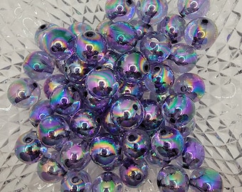 20mm Purple Transparent  Bubblegum Beads, AB Gumball Beads in Bulk,  Bubble Gum Beads, 20mm Shiny Chunky Necklace Beads, Jewelry Beads