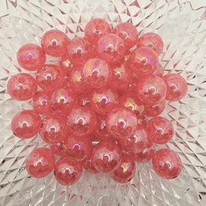 20mm Deep Pink Crackle Bubblegum Beads, 20mm AB Gumball Beads in Bulk,  Bubble Gum Beads, 20mm Shiny Chunky Necklace Beads, Jewelry Beads