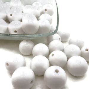 20mm White Solid Bubblegum Beads, 20mm Acrylic Gumball Beads in Bulk, 20mm Bubble Gum Beads, 20mm Shiny Chunky Necklace Beads, Jewelry Beads