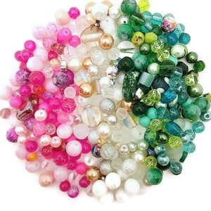 Cherry Blossom Bead Soup, 4oz Glass Bead Mix, Mixed Loose Lot Of Beads, Bulk Glass Beads, Mixed Beads Colors Shapes & Sizes, Bead Grab Bag.