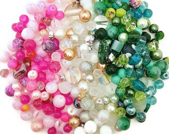 Cherry Blossom Bead Soup, 4oz Glass Bead Mix, Mixed Loose Lot Of Beads, Bulk Glass Beads, Mixed Beads Colors Shapes & Sizes, Bead Grab Bag.
