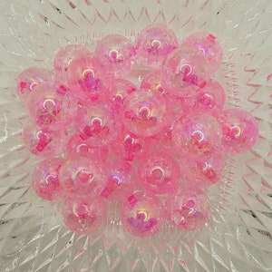 20mm Hot Pink Crackle Bubblegum Beads, 20mm AB Gumball Beads in Bulk,  Bubble Gum Beads, 20mm Shiny Chunky Necklace Beads, Jewelry Beads