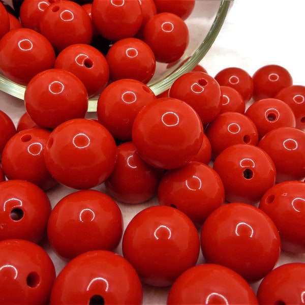 20mm Red Solid Bubblegum Beads, 20mm Acrylic Gumball Beads in Bulk, 20mm Bubble Gum Beads, 20mm Shiny Chunky Necklace Beads, Jewelry Beads