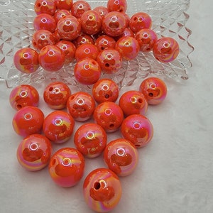 20mm Orange Opaque Bubblegum Beads, AB Gumball Beads in Bulk, Bubble Gum Beads, 20mm Shiny Chunky Necklace Beads, Jewelry Beads image 2