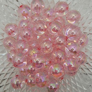20mm Hot Pink Transparent  Bubblegum Beads, AB Gumball Beads in Bulk,  Bubble Gum Beads, 20mm Shiny Chunky Necklace Beads, Jewelry Beads