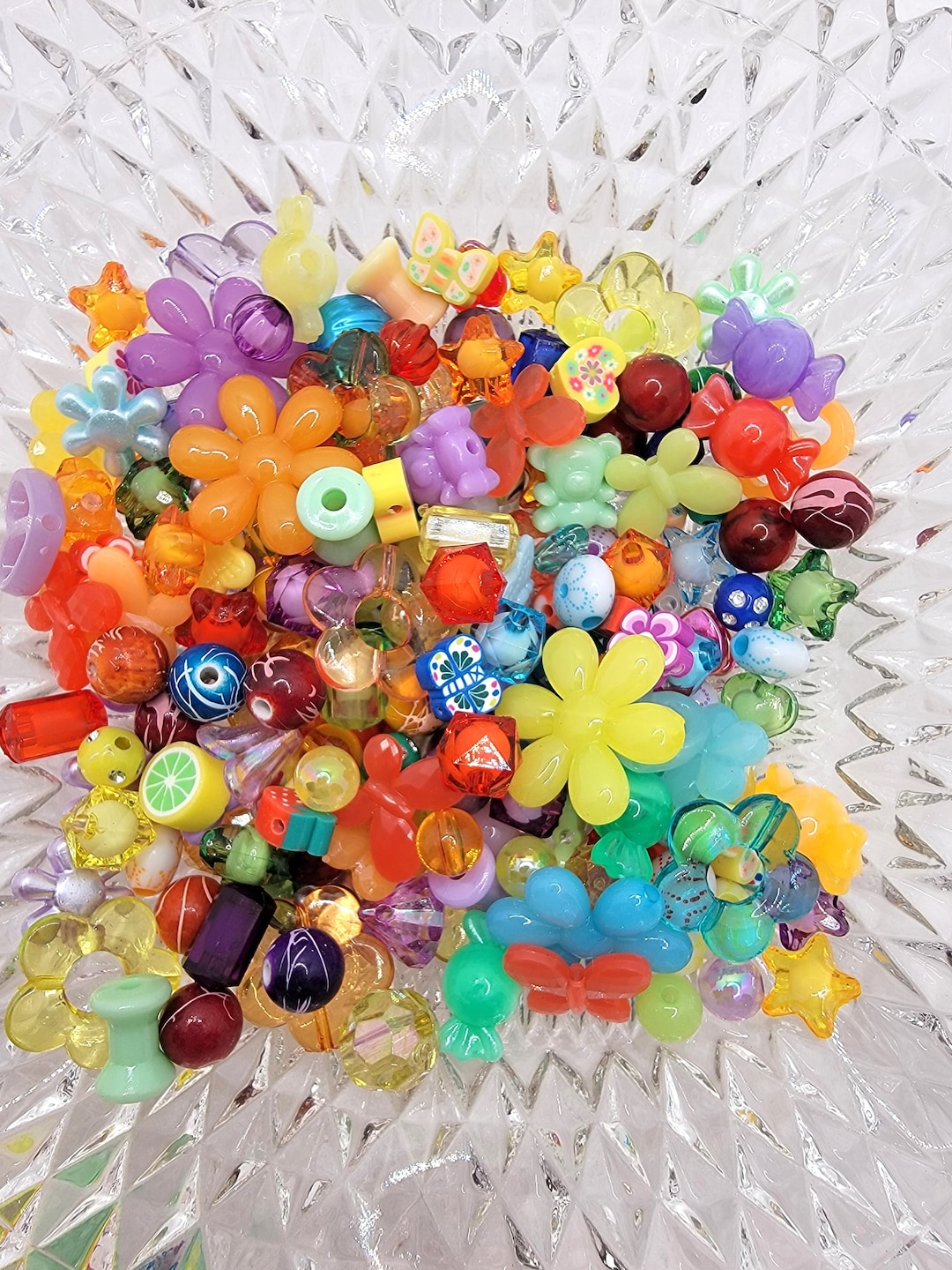 Bead Ring Rave Acrylic Rainbow Beads, Kandi Bead Mix, Y2K Beads, Rave Bead Jewelry ...