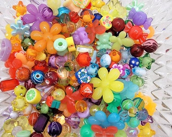 Acrylic Rainbow Beads, Kandi Bead Mix, Y2K Beads, Rave Bead Jewelry, Kawaii Beads, BFF Bracelet Bead Mix, Kidcore Beads For Jewelry
