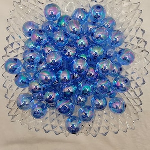 20mm Royal Blue Transparent  Bubblegum Beads, AB Gumball Beads in Bulk,  Bubble Gum Beads, 20mm Shiny Chunky Necklace Beads, Jewelry Beads