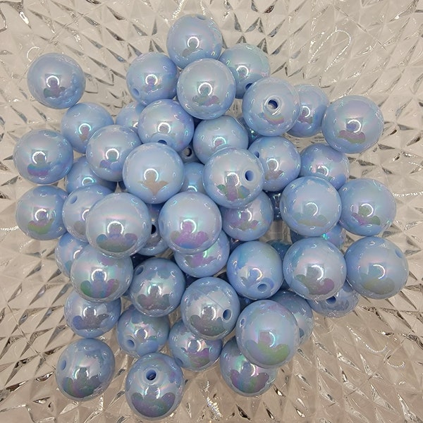 20mm Light Sky Blue Opaque Bubblegum Beads, AB Gumball Beads in Bulk,  Bubble Gum Beads, 20mm Shiny Chunky Necklace Beads, Jewelry Beads