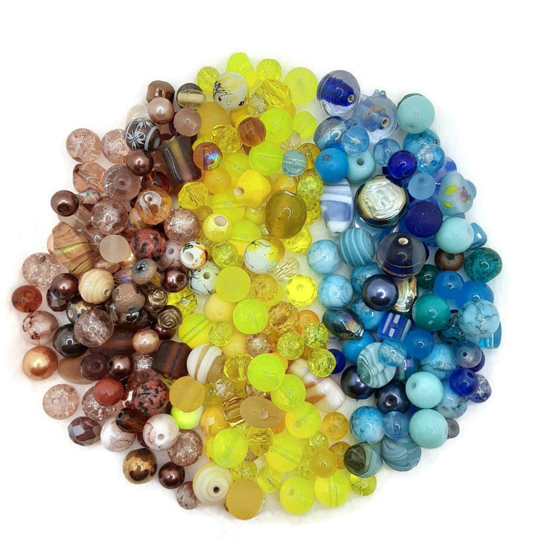 Sun Sand Surf Bead Soup Mix, 4oz Glass Bead Mix, Mixed Loose Lot of
