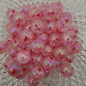 20mm Pink Crackle Bubblegum Beads, 20mm AB Gumball Beads in Bulk,  Bubble Gum Beads, 20mm Shiny Chunky Necklace Beads, Jewelry Beads