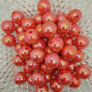 20mm Red Opaque Bubblegum Beads, AB Gumball Beads in Bulk,  Bubble Gum Beads, 20mm Shiny Chunky Necklace Beads, Jewelry Beads