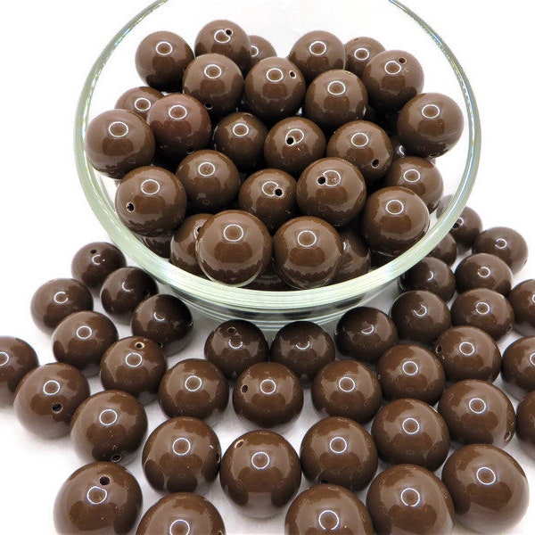 20mm Brown Solid Bubblegum Beads, 20mm Acrylic Gumball Beads in Bulk, 20mm Bubble Gum Beads, 20mm Shiny Chunky Necklace Beads, Jewelry Beads