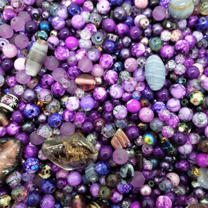 Purple Bead Soup Mix, 4oz Glass Bead Mix, Mixed Loose Lot Of Beads, Bulk Glass Beads, Mixed Beads Colors Shapes & Sizes, Bead Grab Bag.