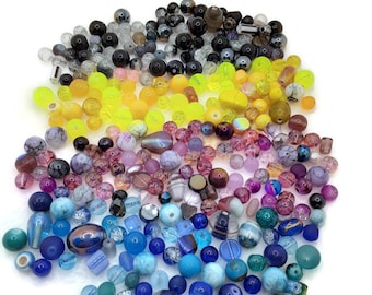 Starry Night Bead Soup Mix, 4oz Glass Bead Mix, Mixed Loose Lot Of Beads, Bulk Glass Beads,Mixed Beads Colors Shapes & Sizes, Bead Grab Bag.