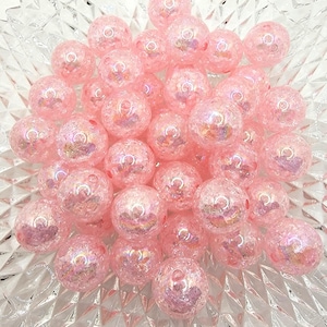 20mm Baby Pink Crackle Bubblegum Beads, 20mm AB Gumball Beads in Bulk,  Bubble Gum Beads, 20mm Shiny Chunky Necklace Beads, Jewelry Beads