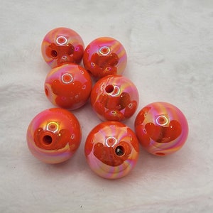 20mm Orange Opaque Bubblegum Beads, AB Gumball Beads in Bulk, Bubble Gum Beads, 20mm Shiny Chunky Necklace Beads, Jewelry Beads image 3