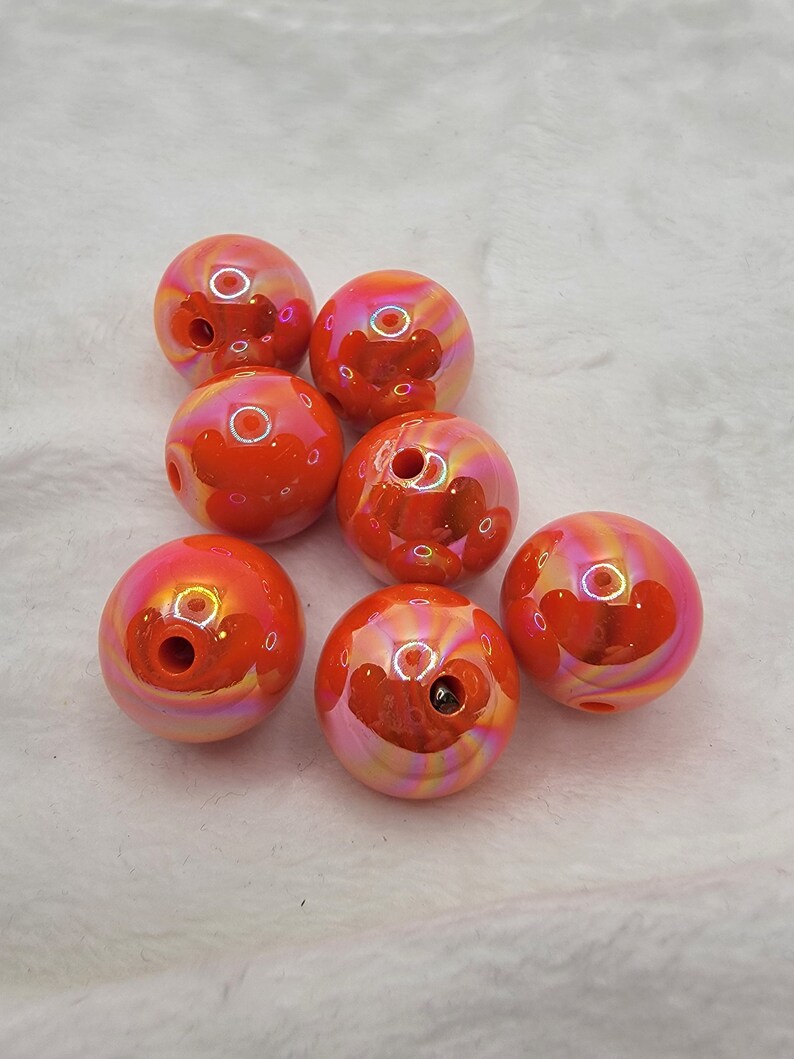 20mm Orange Opaque Bubblegum Beads, AB Gumball Beads in Bulk, Bubble Gum Beads, 20mm Shiny Chunky Necklace Beads, Jewelry Beads image 3