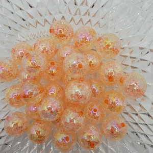 20mm Light Orange Crackle Bubblegum Beads, 20mm AB Gumball Beads in Bulk,  Bubble Gum Beads, 20mm Shiny Chunky Necklace Beads, Jewelry Beads