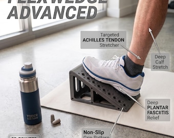 Flex Wedge Advanced-3D Printed Plantar Fasciitis Foot Stretch Wedge | 24 degree Calf & Achilles Slant Block | Non-Slip Physical Therapy Tool