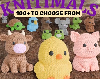 Knitimals - Cute Knit-Inspired Animal Toys - Whimsical Figurines for Kids & Adults - Decorative Soft Look Creatures