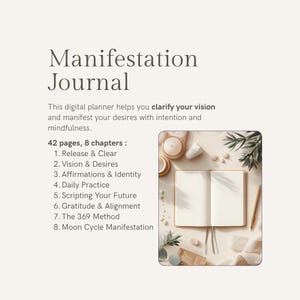 Manifestation Journal | Printable Digital Law of Attraction Planner, Self Love & Vision Workbook, 369 Method, Instant Download PDF