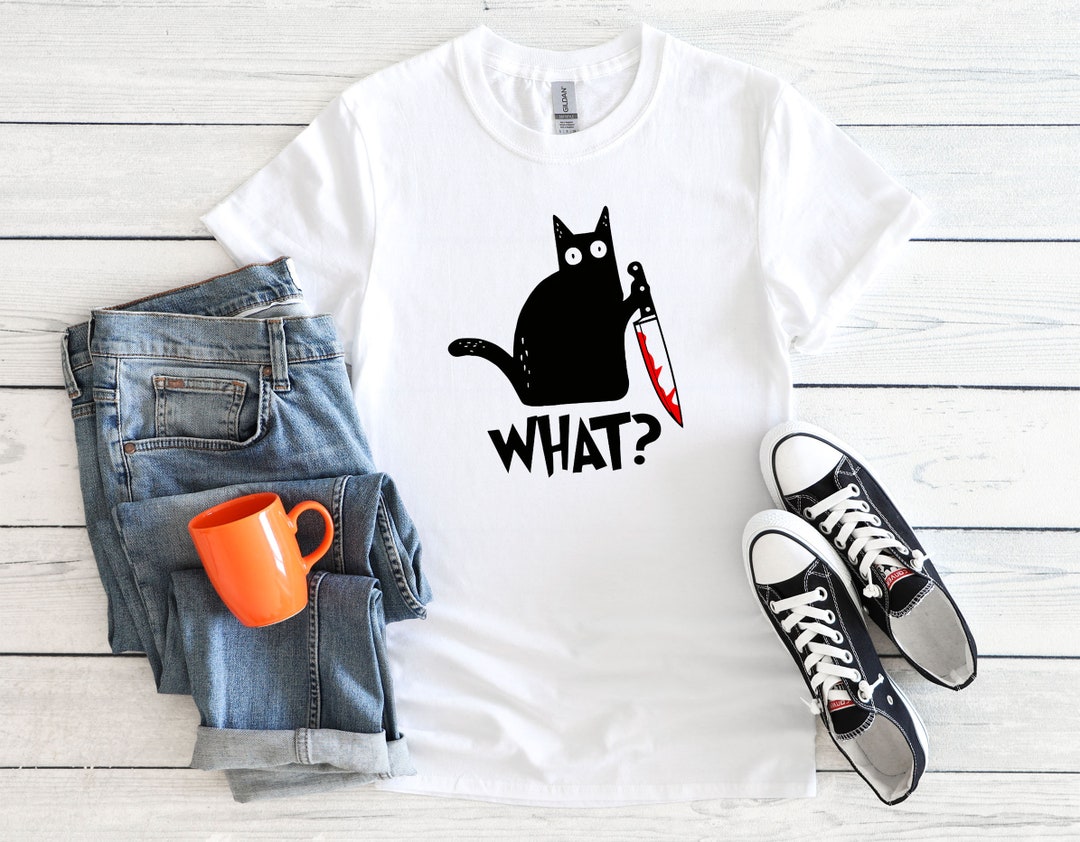 What Killer Black Cat Knife T Shirt Hoodie Sweatshirt Baseball Etsy