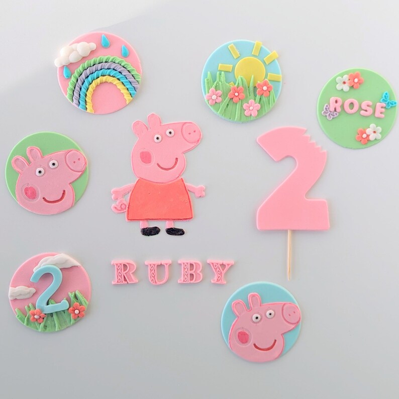 Peppa Pig Cupcake Topper Edible Peppa Pig Rainbow Cake Etsy