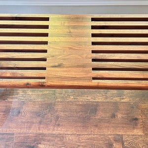 Walnut Slatted Bench, Mid-Century Modern, Scandinavian Type, George Nelson Lines, Metal Legs, Custom Orders Made