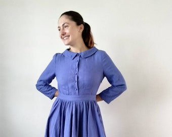 Linen retro dress, size 8, height 5'6'.