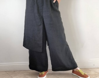 Wide linen pants.