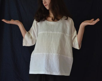 Relaxed white linen box  top.