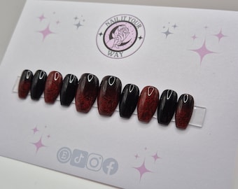Bed of Red Roses Custom Press On Nails• Pre-sized • 20 Set•  Temporary • Prep Kit • Glue