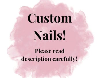 Custom Design Press On Nails• Custom sized • Pre-sized • 20 Set•  Temporary • Prep Kit • Glue